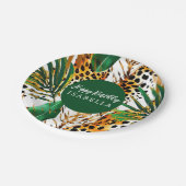 Assiettes En Carton Imprimés de fourrure d'animaux de safari & feuille (Angle)
