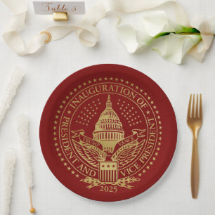 Assiettes En Carton Inauguration du logo inaugural du président Trump 