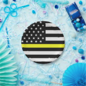 Assiettes En Carton Indicateur de ligne jaune fin (Fête)