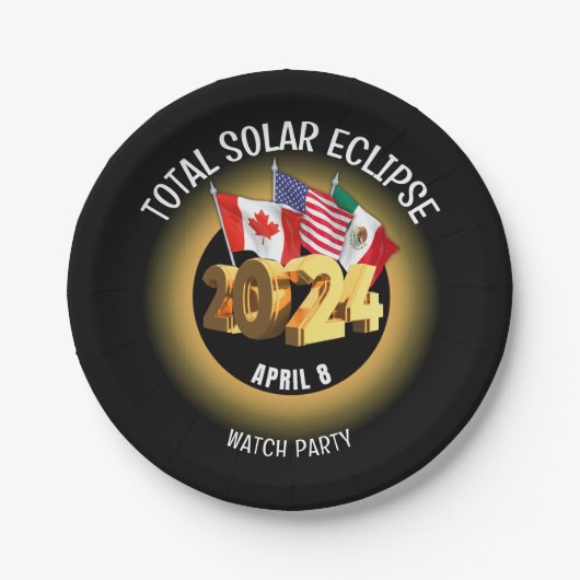 Assiettes En Carton Indicateurs d'ECLIPSE SOLAIRE 2024 personnalisés (Devant)