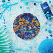 Assiettes En Carton Indigo automne feuilles tourbillonnantes motif (Fête)