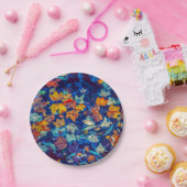 Assiettes En Carton Indigo automne feuilles tourbillonnantes motif (Fête)