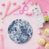 Assiettes En Carton Indigo Blue Floral Toile No.3 (Fête)