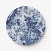 Assiettes En Carton Indigo Blue Floral Toile No.3 (Devant)