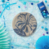 Assiettes En Carton Indigo Hibiscus (Fête)