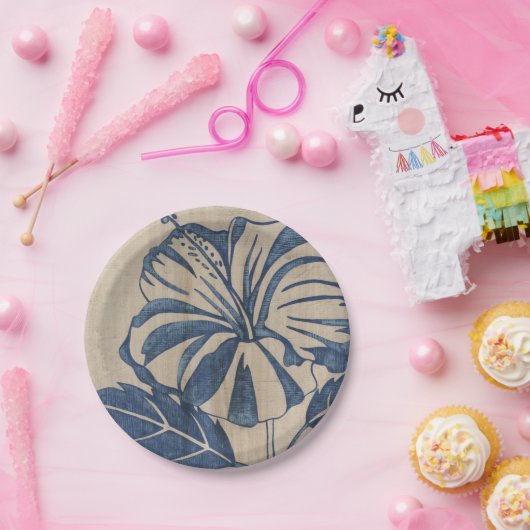 Assiettes En Carton Indigo Hibiscus (Fête)