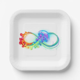 Assiettes En Carton Infinity avec Rainbow Jellyfish