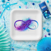 Assiettes En Carton Infinity with purple feather (Fête)