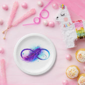 Assiettes En Carton Infinity with purple feather (Fête)