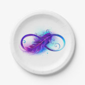 Assiettes En Carton Infinity with purple feather (Devant)