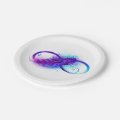 Assiettes En Carton Infinity with purple feather (Angle)