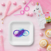Assiettes En Carton Infinity with purple feather (Fête)