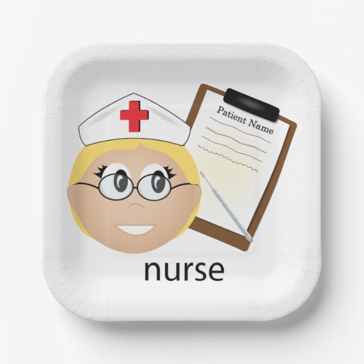 Assiettes En Carton Infirmière avec Porte - bloc Médicale et thermomèt (Recto)