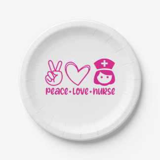 Assiettes En Carton Infirmière Cadeau Paix Amour Infirmière