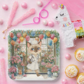 Assiettes En Carton Infirmière Chat fête d'anniversaire avec fleurs et (Fête)