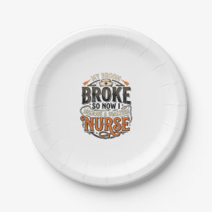 Assiettes En Carton Infirmière de dialyse Halloween Balai Cassa Concep