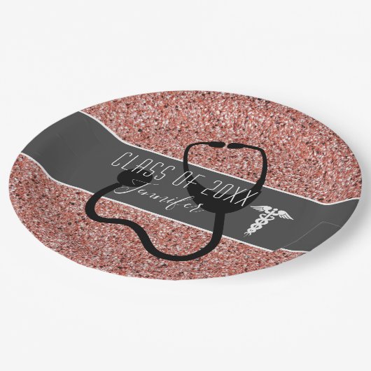 Assiettes En Carton Infirmière Graduation Party Caduceus Rose Parties (Angle)