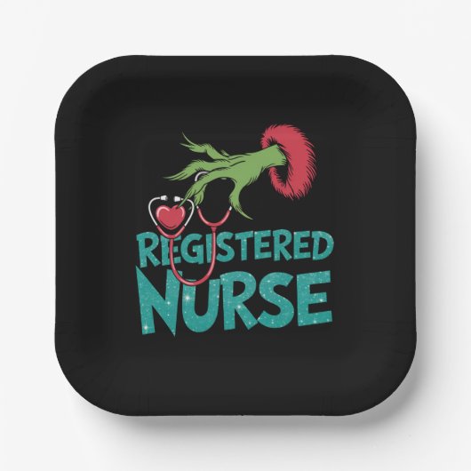 Assiettes En Carton Infirmière inscrite Stethoscope Père Noël Elf Chri (Recto)