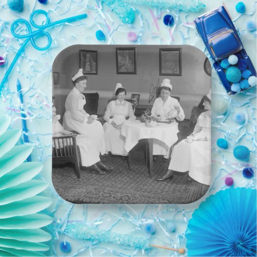 Assiettes En Carton Infirmières au thé, début des années 1900 (Fête)