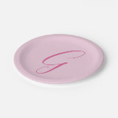 Assiettes En Carton Initial Letter Monogram Light Pink Plain Chic (Angle)