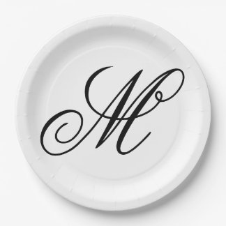 Assiettes En Carton Initiale de monogramme élégant