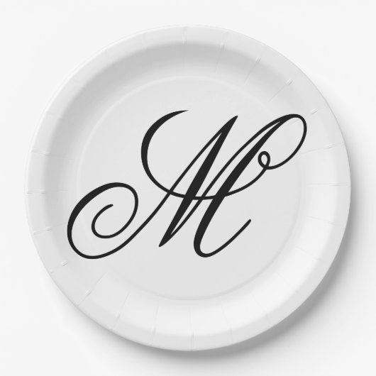 Assiettes En Carton Initiale de monogramme élégant (Devant)
