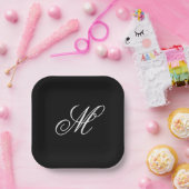 Assiettes En Carton Initiale de monogramme élégant (Fête)