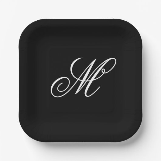 Assiettes En Carton Initiale de monogramme élégant (Recto)