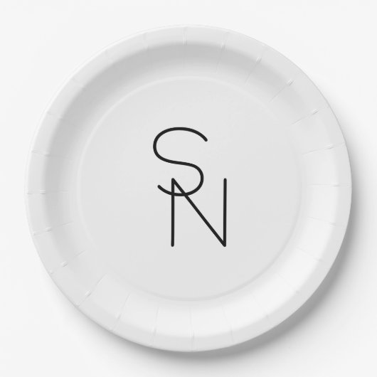 Assiettes En Carton Initiales de chevauchement à l'aspect moderne (Devant)