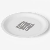 Assiettes En Carton Initiales de couples ou autre texte | Blanc & Gris (Angle)