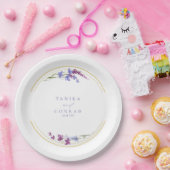 Assiettes En Carton Initiales de l'aquarelle du Mariage fleur sauvage (Fête)