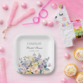 ASSIETTES EN CARTON INITIALES DE MARIÉE FLEURS SAUVAGES ÉPANOUISSANTES (Fête)