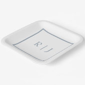 Assiettes En Carton Initiales de monogramme bleu poussiéreux Mariage s (Angulaire)