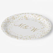 Assiettes En Carton Initiales de monogramme d'or Script Gold Dust (Angle)