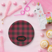 Assiettes En Carton Initiales de monogramme plaquées de bisons noirs r (Fête)