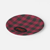 Assiettes En Carton Initiales de monogramme plaquées de bisons noirs r (Angle)