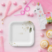 Assiettes En Carton Initiales du Mariage d'aquarelle florale (Fête)