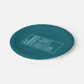 Assiettes En Carton Initiales et nom modernes | Turquoise foncé et ble (Angle)