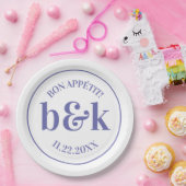 Assiettes En Carton Initiales minimes de monogramme modernes Mariage v (Fête)
