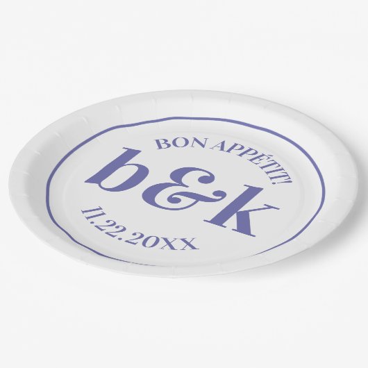 Assiettes En Carton Initiales minimes de monogramme modernes Mariage v (Angle)