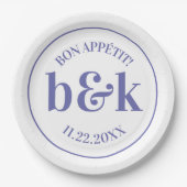Assiettes En Carton Initiales minimes de monogramme modernes Mariage v (Devant)