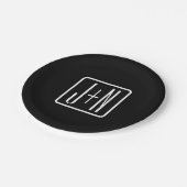 Assiettes En Carton Initiales monogrammes modernes | Noir & Blanc (Angle)
