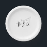 Assiettes En Carton Initiales simples en couple de script<br><div class="desc">Plaques en papier mariage de deux initiaux.</div>