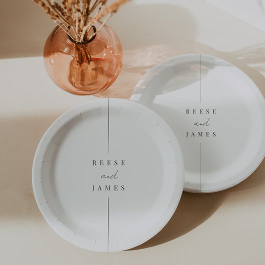 Assiettes En Carton Inline | Mariage personnalisé minimaliste moderne