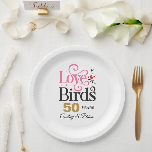 Assiettes En Carton inséparables du 50e anniversaire Personnalisés (Mariage)