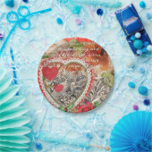 Assiettes En Carton Inséparables Heart Red Art Collage (Fête)