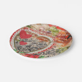 Assiettes En Carton Inséparables Heart Red Art Collage (Angle)