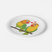 Assiettes En Carton Inséparables mignons Mariage Lovebirds jaune et ve (Angle)