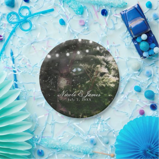 Assiettes En Carton Inséparables + Pine Tree Nuit Mariage Réception (Fête)