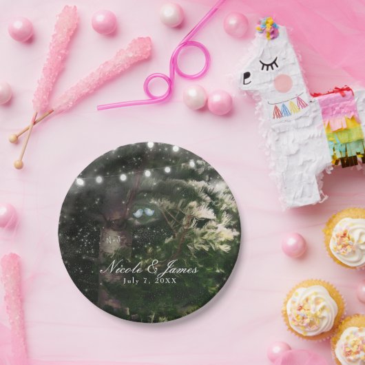 Assiettes En Carton Inséparables + Pine Tree Nuit Mariage Réception (Fête)